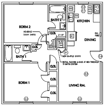 Unit C - Two Bedroom / Two Bath